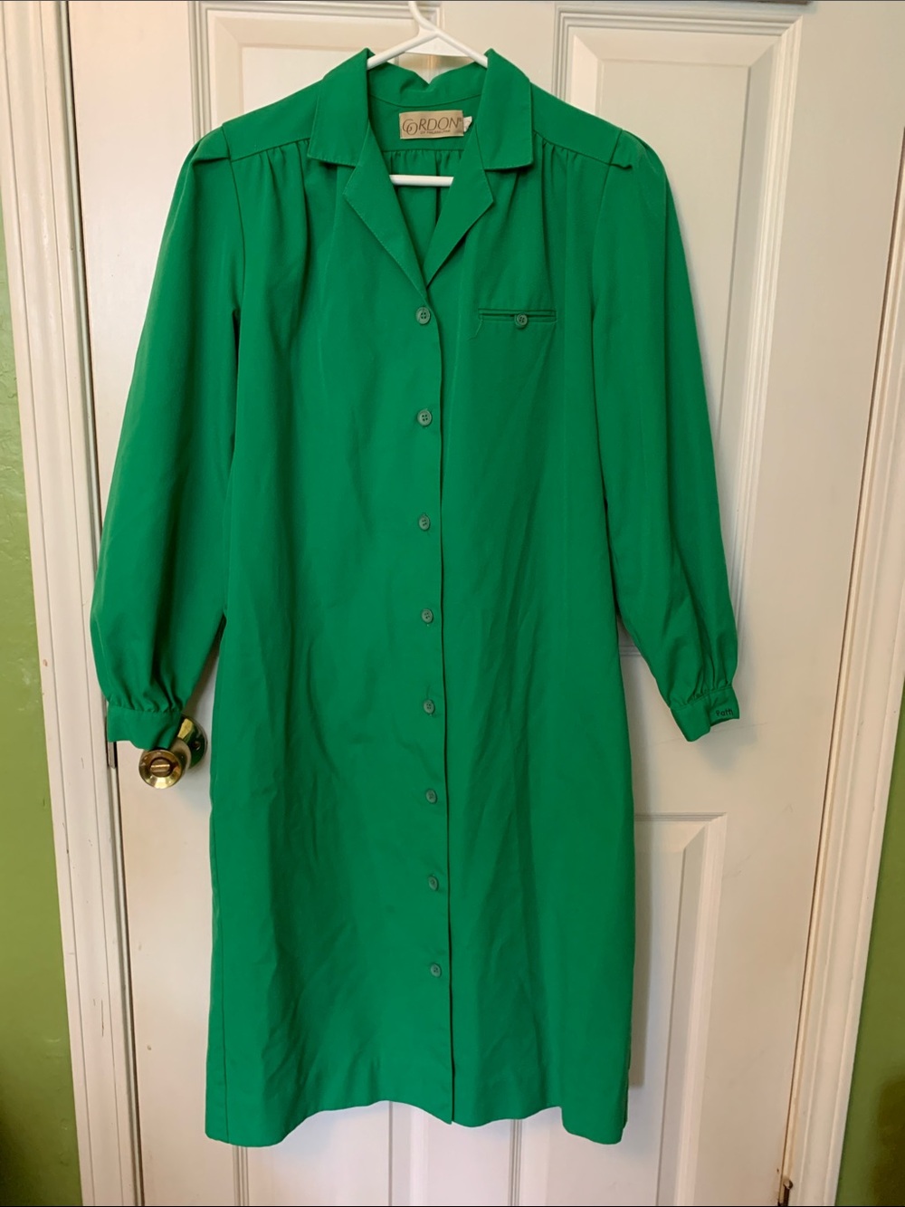 Vintage Green Gordon of Philadelphia Smock Dress/Coat Size 6